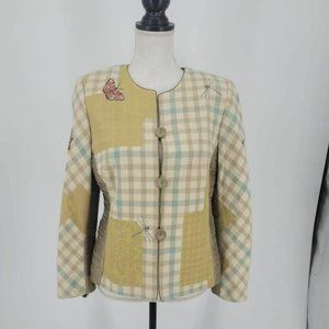 Kriss Sweden Plaid Patchwork Suit Jacket Blazer